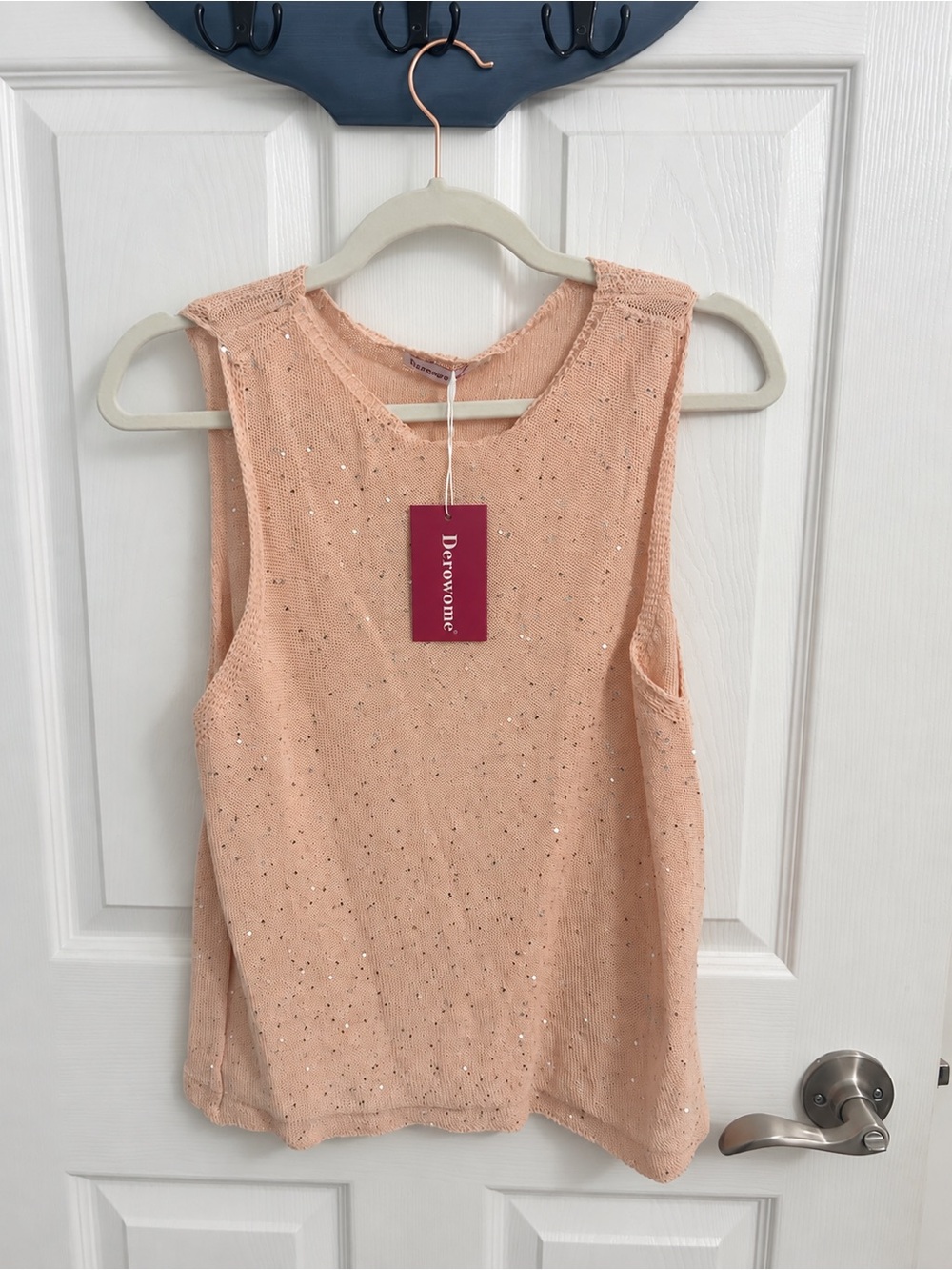 Peach Sequin Sleeveless Top